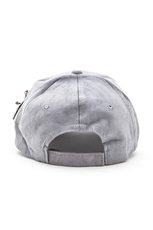 Beaded Flower Suede Fashion Cap