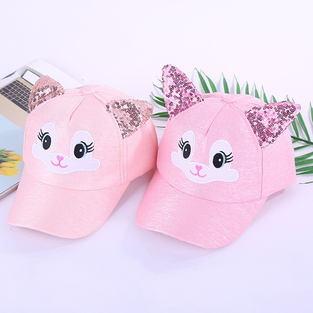 Cute Girls Baseball Caps Sequin Summer Breathable