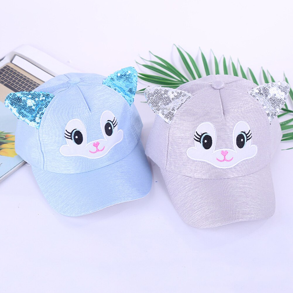 Cute Girls Baseball Caps Sequin Summer Breathable