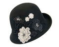Black winter bucket hat with lace