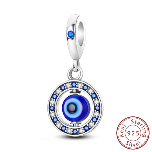 925 Silver Charms Beads Devil's Eye Cross Angel Charms Fit Original