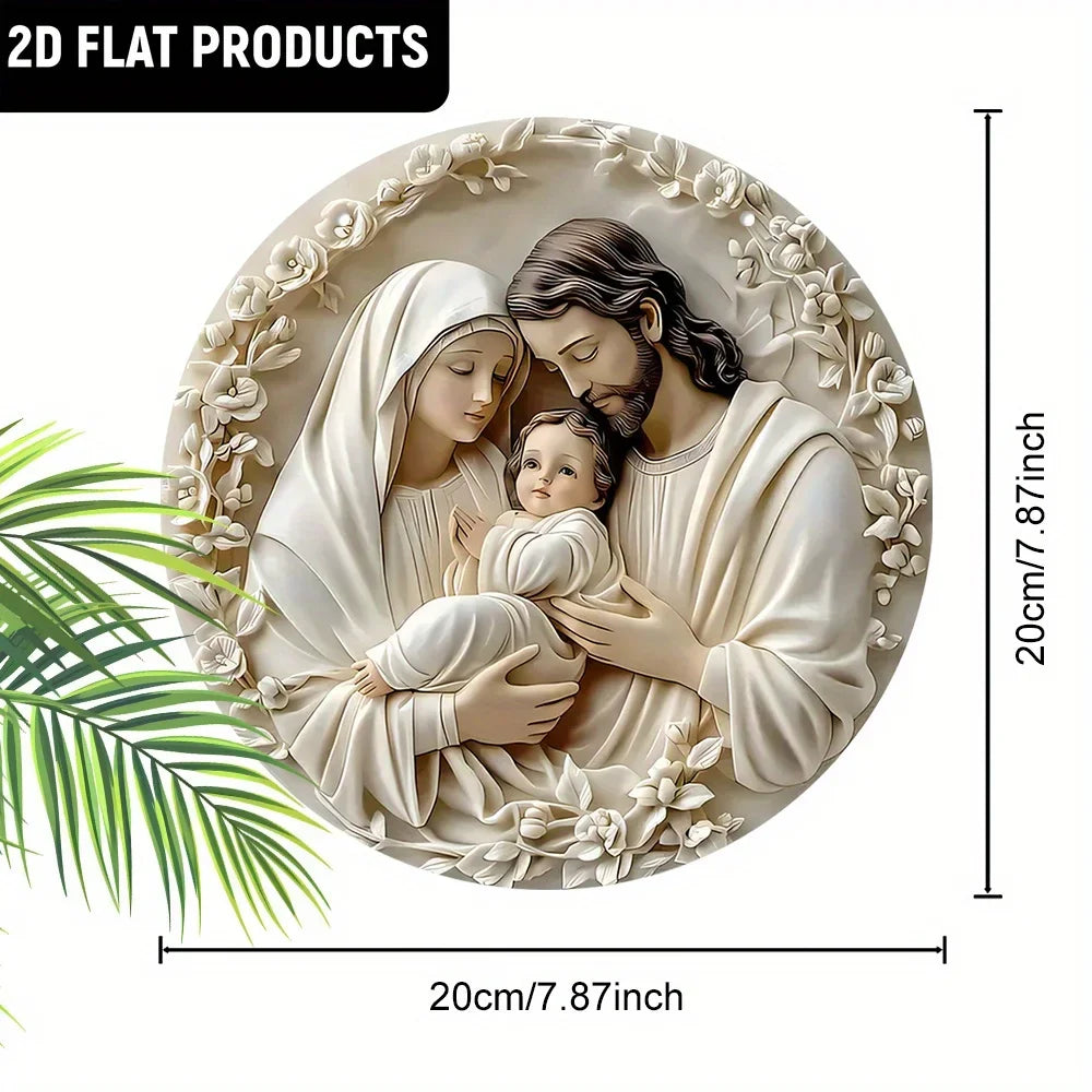 1pc Classic Wooden Nativity Scene Ornament: The Holy Family of Mary,