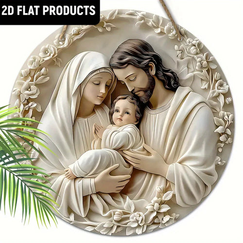 1pc Classic Wooden Nativity Scene Ornament: The Holy Family of Mary,