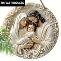 1pc Classic Wooden Nativity Scene Ornament: The Holy Family of Mary,