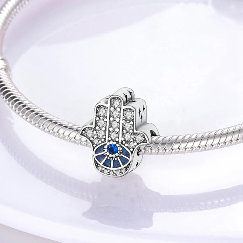 925 Silver Charms Beads Devil's Eye Cross Angel Charms Fit Original