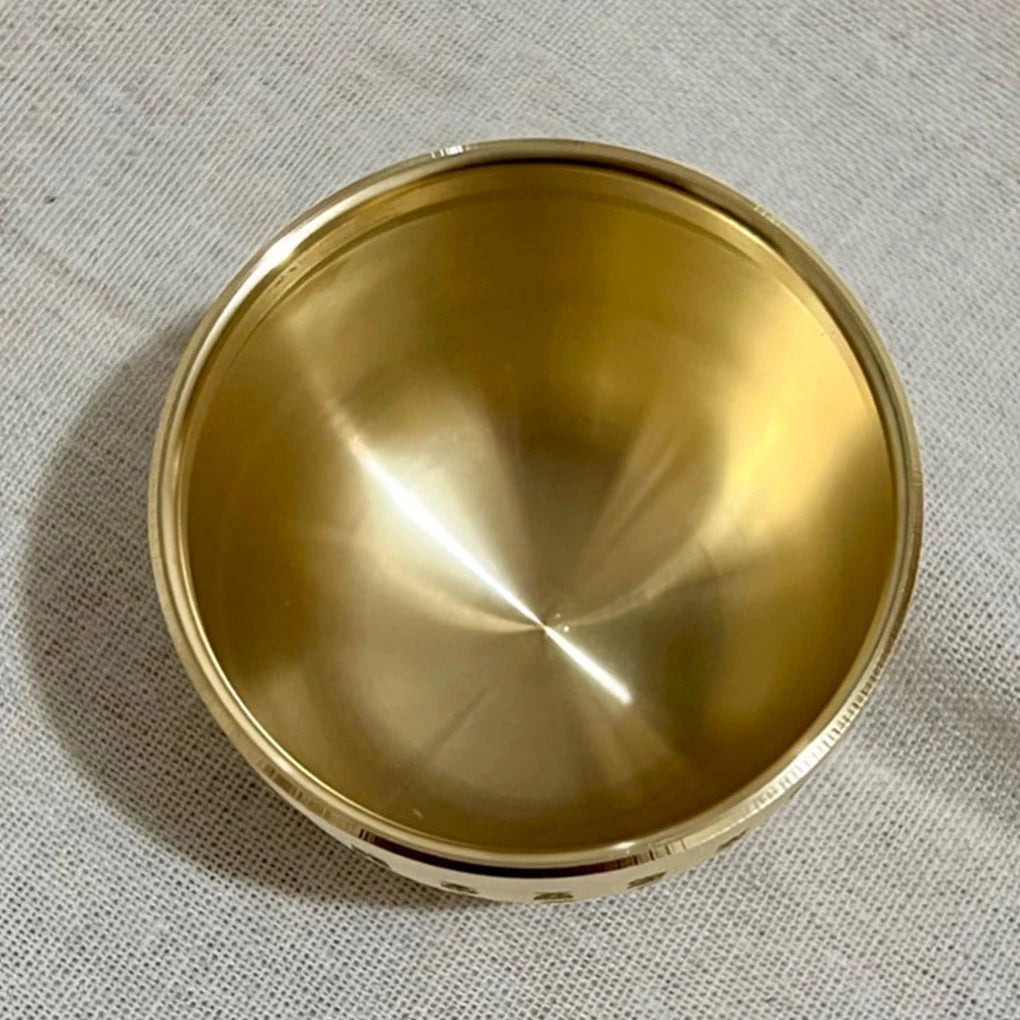 Gold Feng Shui Hundred Blessings Bowl Fine Workmanship Meaningful