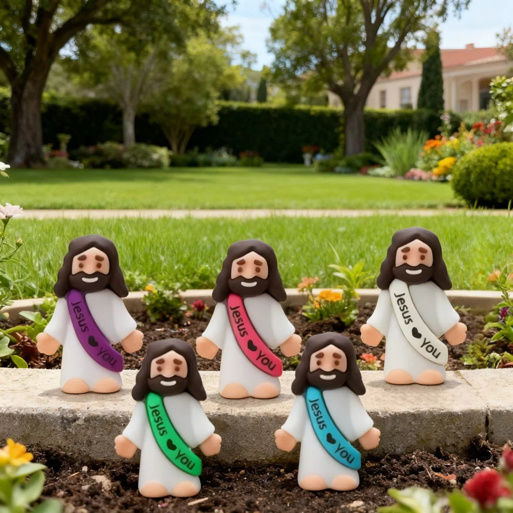 10/60pcs Mini Jesus Decorations Cartoon Statue Set for Holiday Party