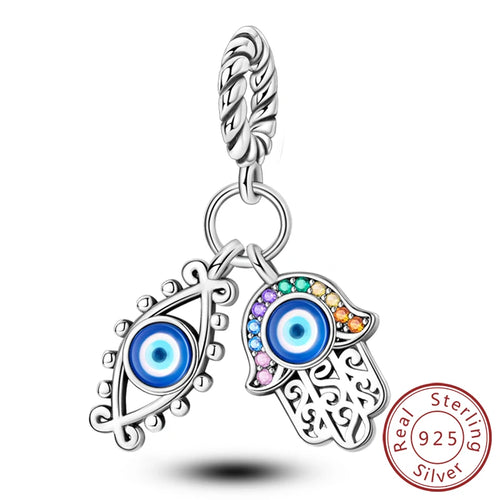 925 Silver Charms Beads Devil's Eye Cross Angel Charms Fit Original