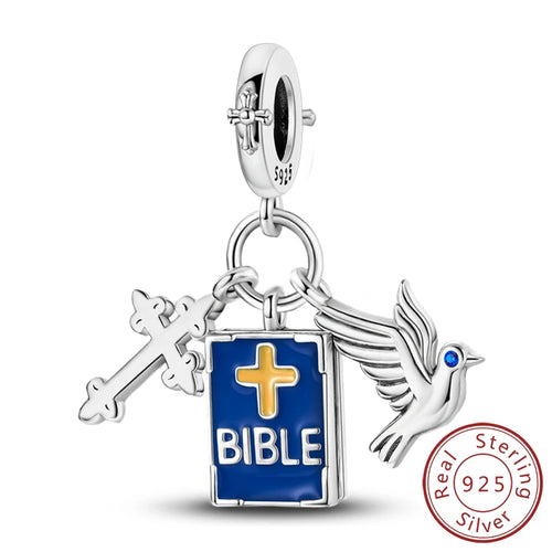 925 Silver Charms Beads Devil's Eye Cross Angel Charms Fit Original