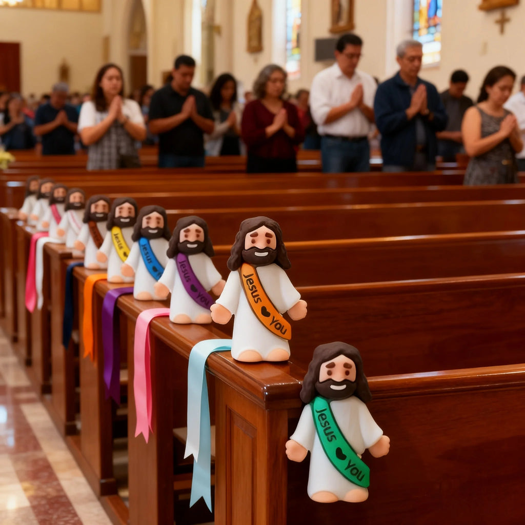 10/60pcs Mini Jesus Decorations Cartoon Statue Set for Holiday Party
