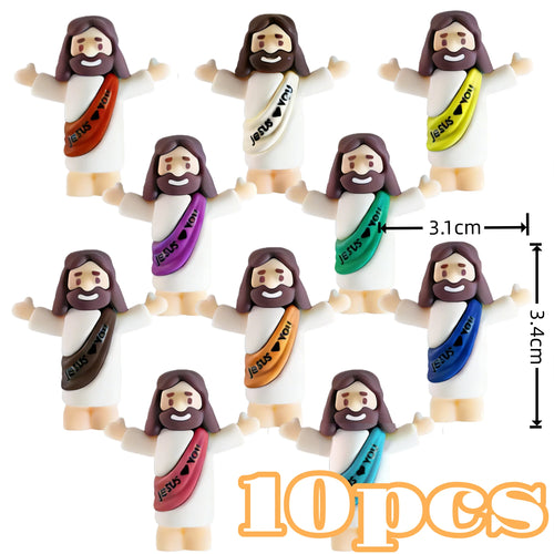 10/60pcs Mini Jesus Decorations Cartoon Statue Set for Holiday Party