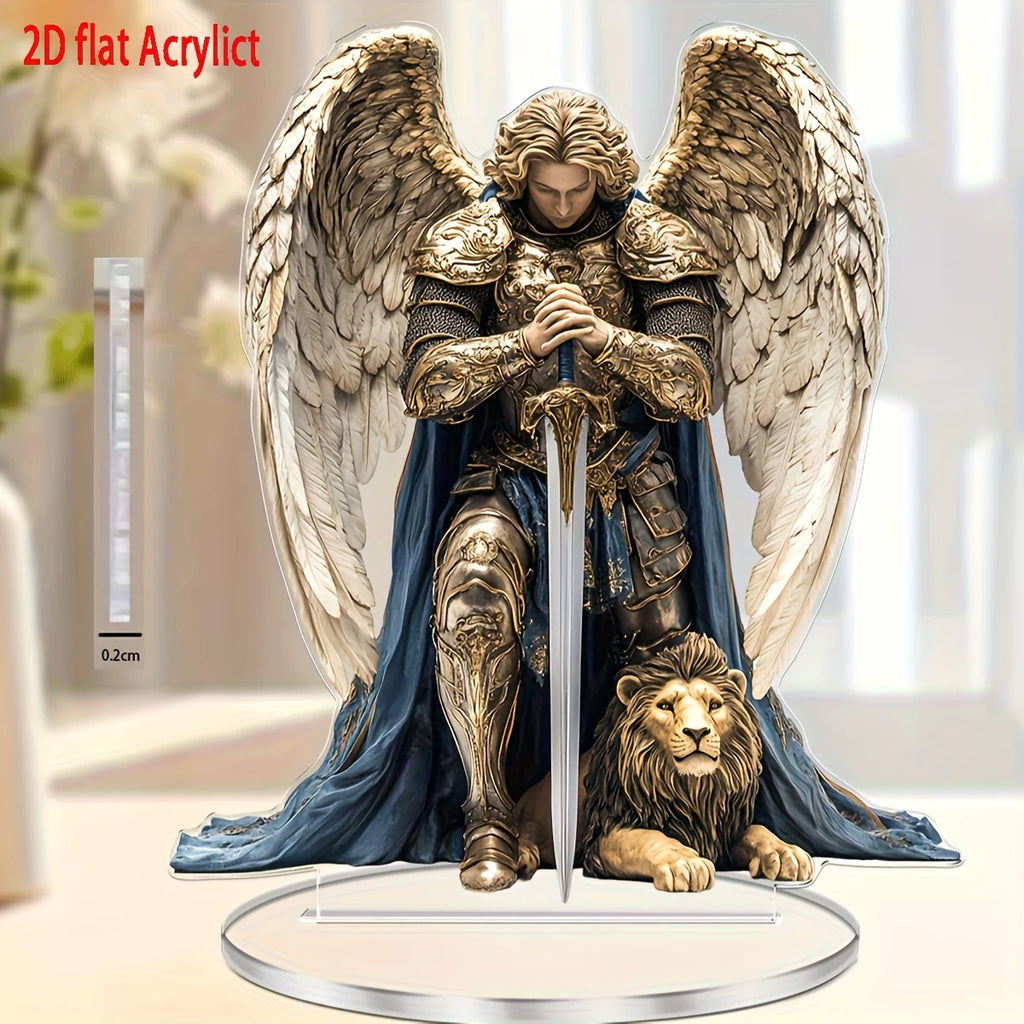 2D Elegant Michael Angel Acrylic Tabletop Ornament Religious Angel
