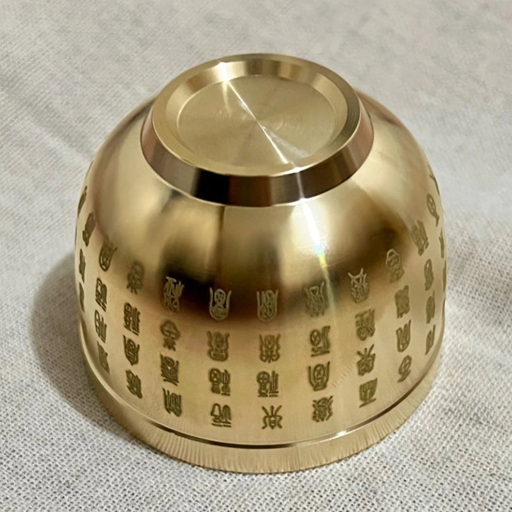 Gold Feng Shui Hundred Blessings Bowl Fine Workmanship Meaningful