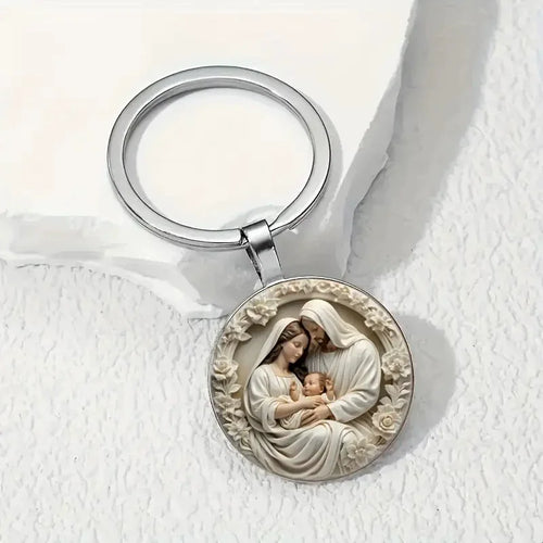 The Holy Family Glass Pendant Necklace Catholic Saint Joseph Virgin