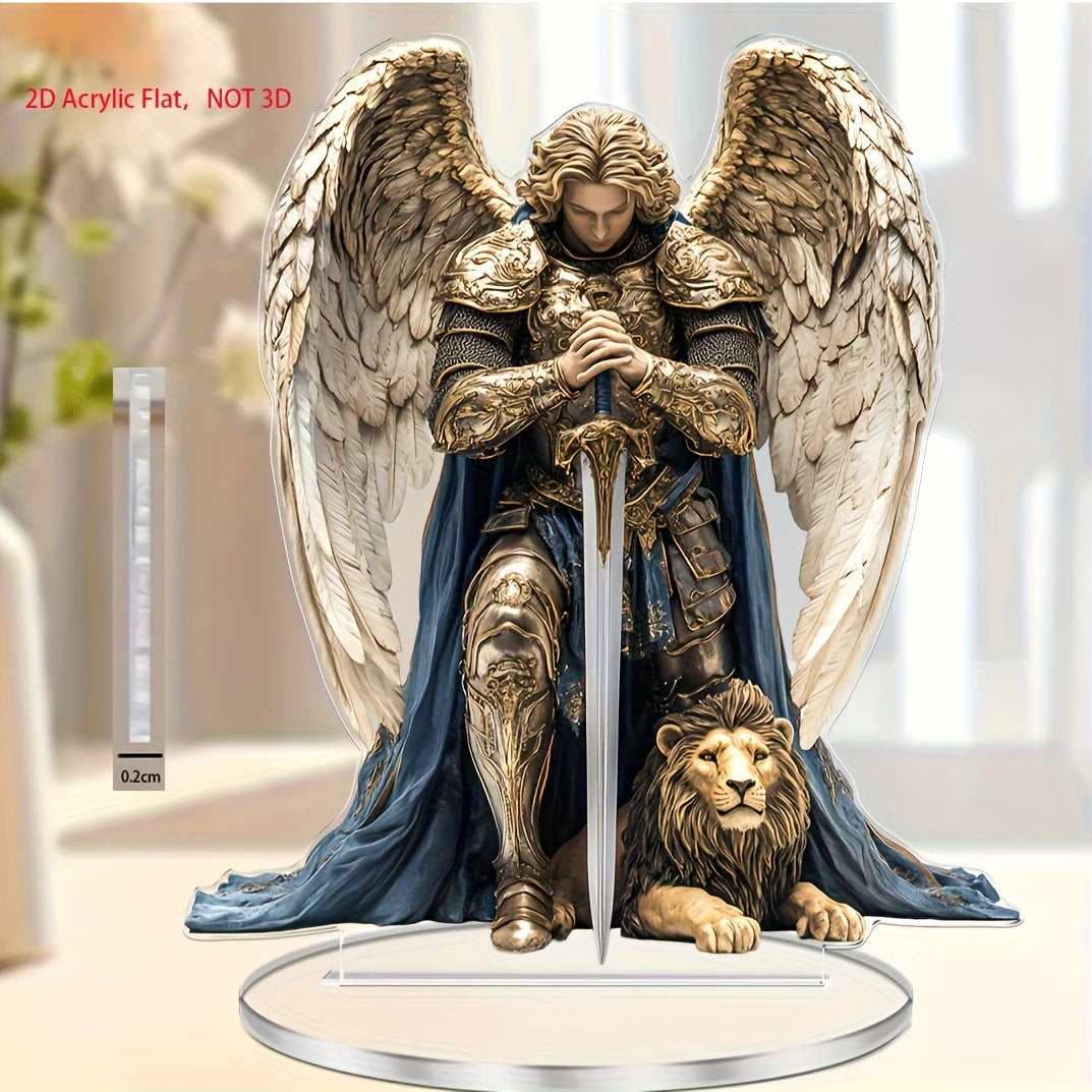 2D Elegant Michael Angel Acrylic Tabletop Ornament Religious Angel