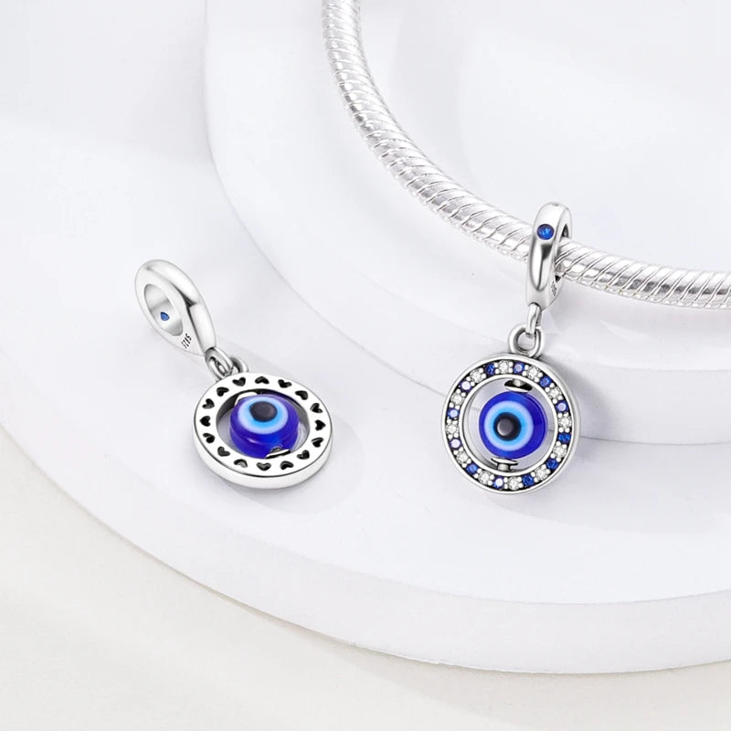 925 Silver Charms Beads Devil's Eye Cross Angel Charms Fit Original