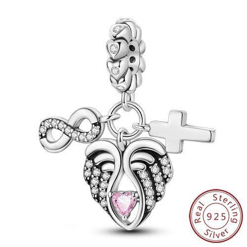 925 Silver Charms Beads Devil's Eye Cross Angel Charms Fit Original