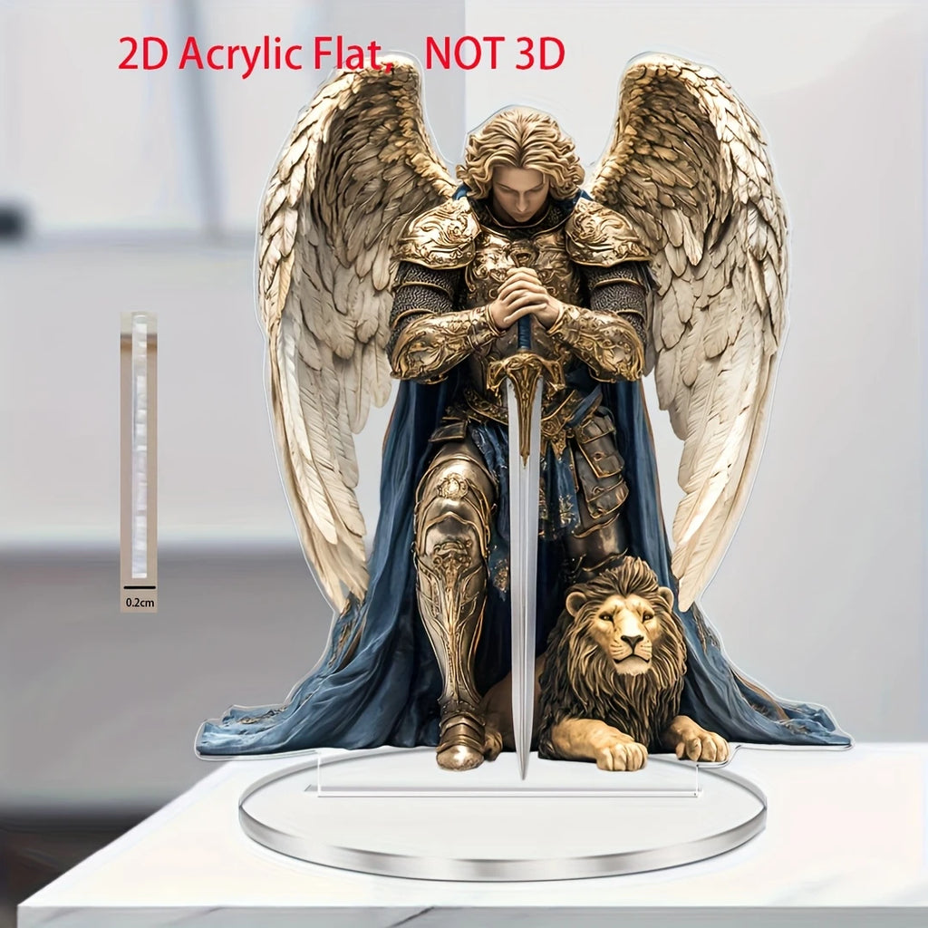 2D Elegant Michael Angel Acrylic Tabletop Ornament Religious Angel