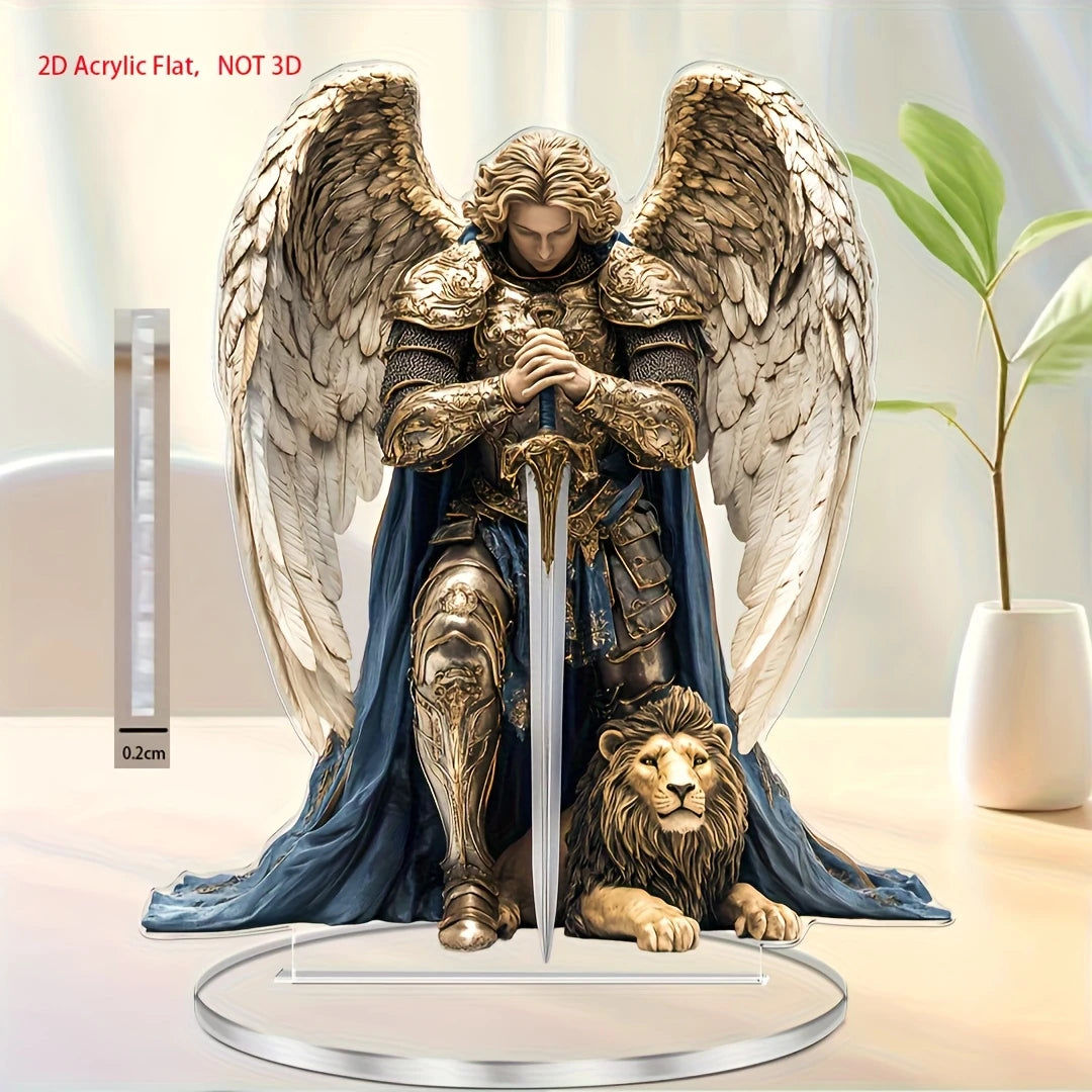 2D Elegant Michael Angel Acrylic Tabletop Ornament Religious Angel