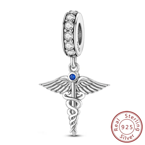 925 Silver Charms Beads Devil's Eye Cross Angel Charms Fit Original