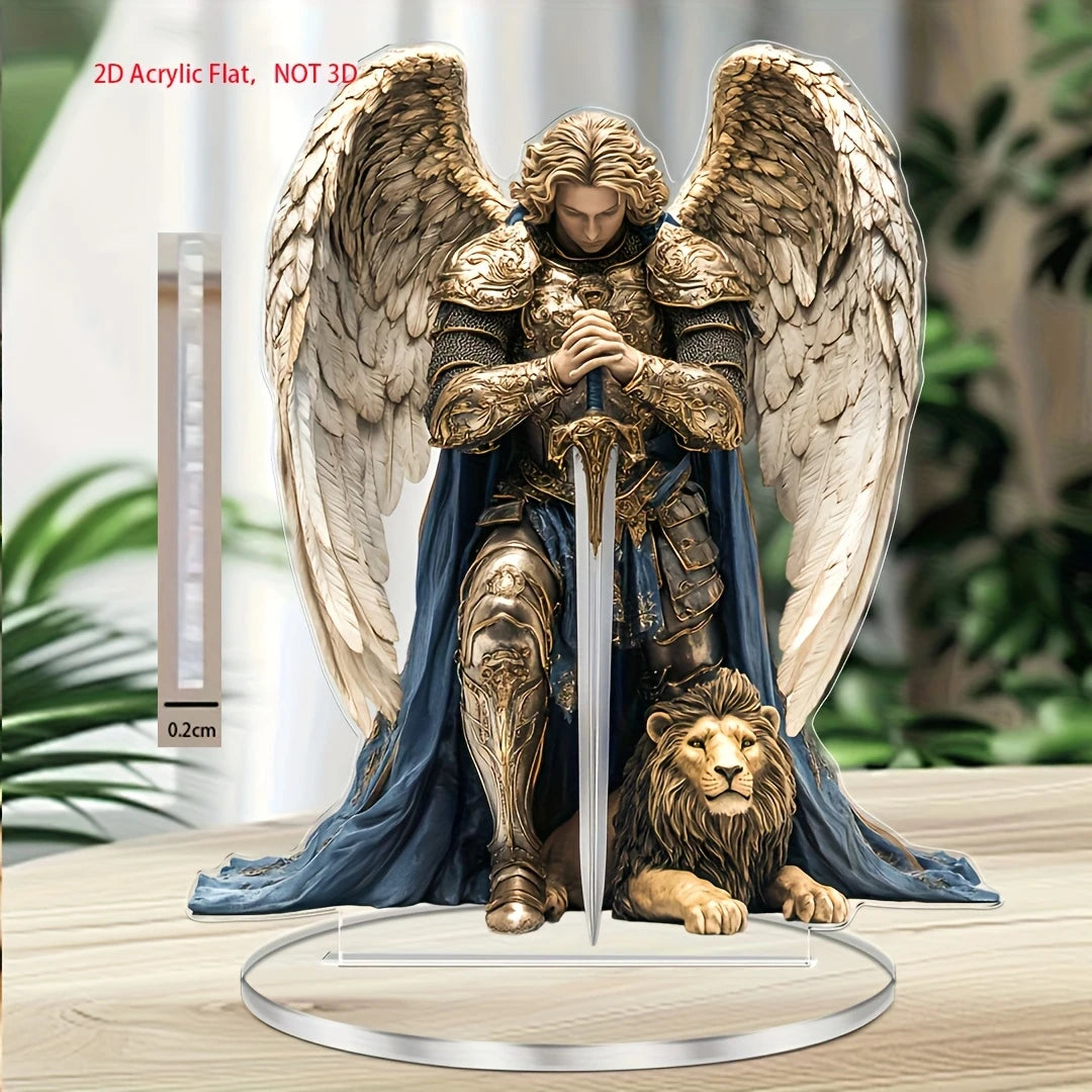 2D Elegant Michael Angel Acrylic Tabletop Ornament Religious Angel