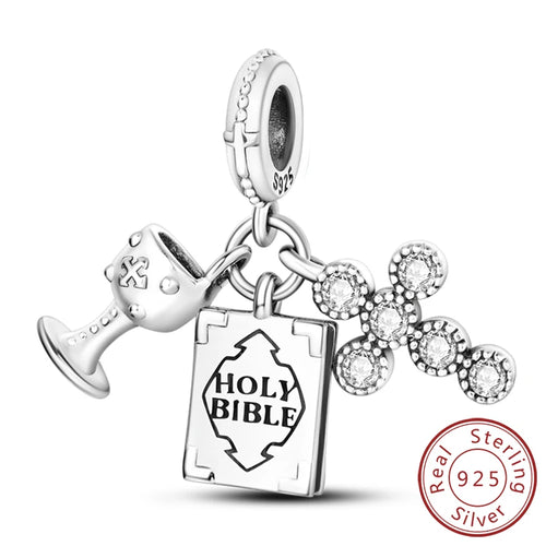 925 Silver Charms Beads Devil's Eye Cross Angel Charms Fit Original