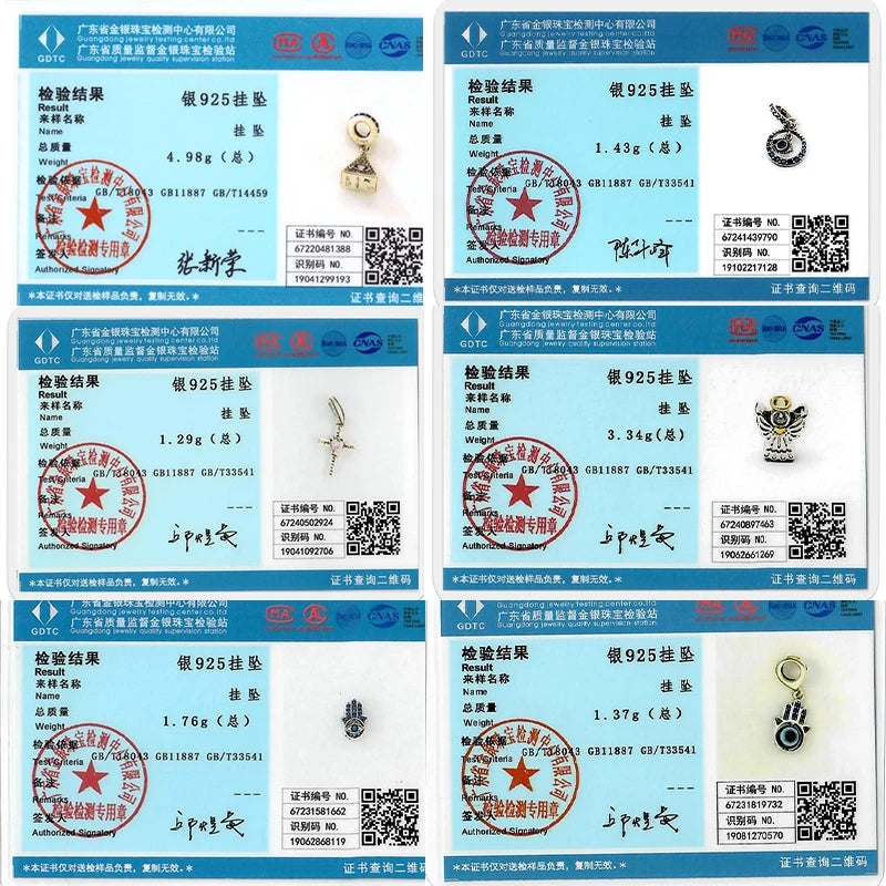 925 Silver Charms Beads Devil's Eye Cross Angel Charms Fit Original