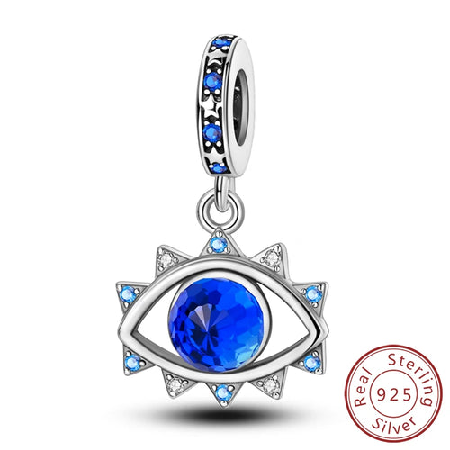 925 Silver Charms Beads Devil's Eye Cross Angel Charms Fit Original