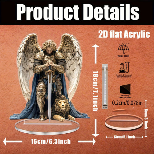 2D Elegant Michael Angel Acrylic Tabletop Ornament Religious Angel