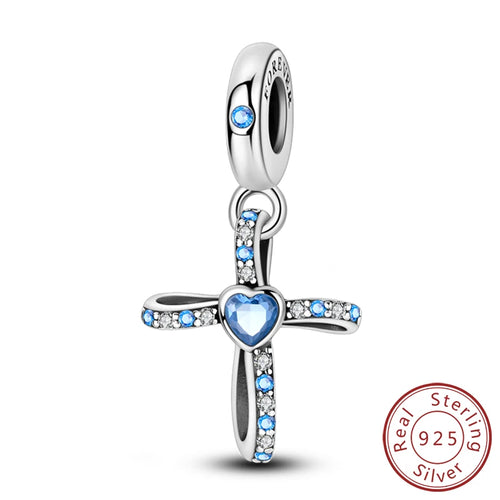 925 Silver Charms Beads Devil's Eye Cross Angel Charms Fit Original