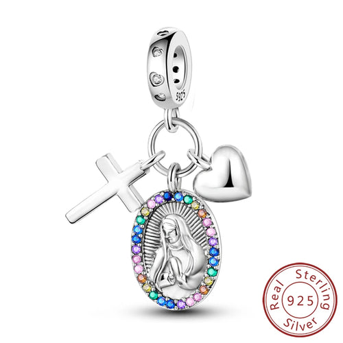 925 Silver Charms Beads Devil's Eye Cross Angel Charms Fit Original