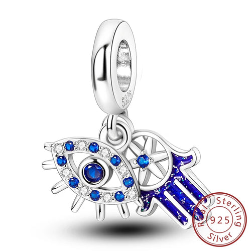 925 Silver Charms Beads Devil's Eye Cross Angel Charms Fit Original