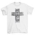 Realistic lion cross t-shirt