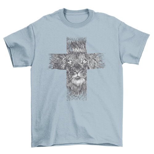 Realistic lion cross t-shirt