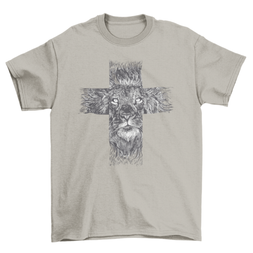 Realistic lion cross t-shirt