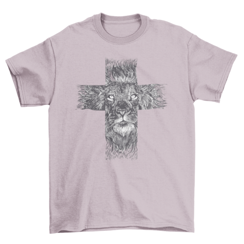 Realistic lion cross t-shirt