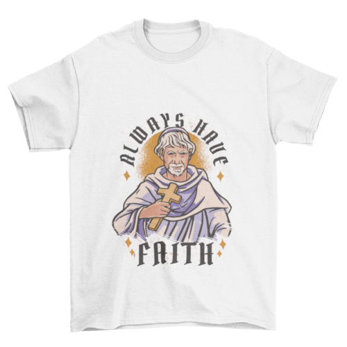 Religious man with cross t-shirt