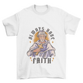 Religious man with cross t-shirt