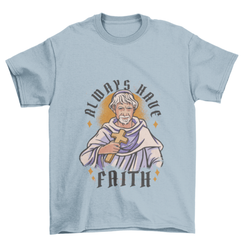 Religious man with cross t-shirt