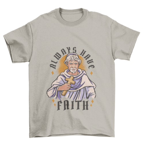 Religious man with cross t-shirt