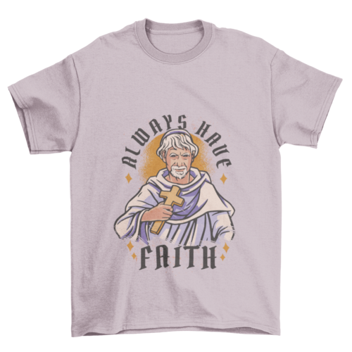 Religious man with cross t-shirt