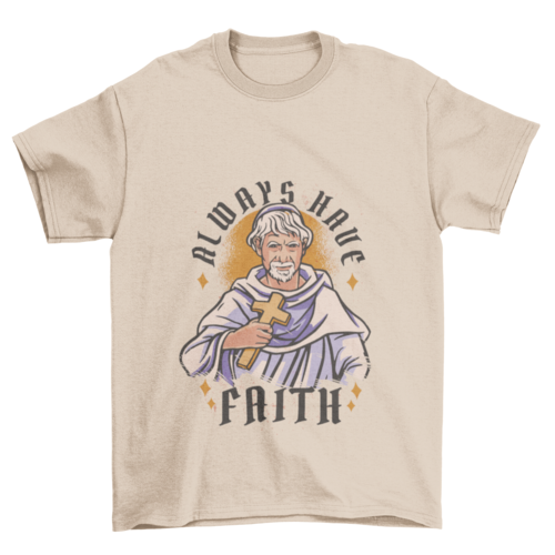 Religious man with cross t-shirt