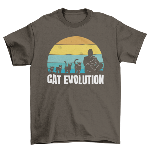 Cat evolution to human pet animal t-shirt