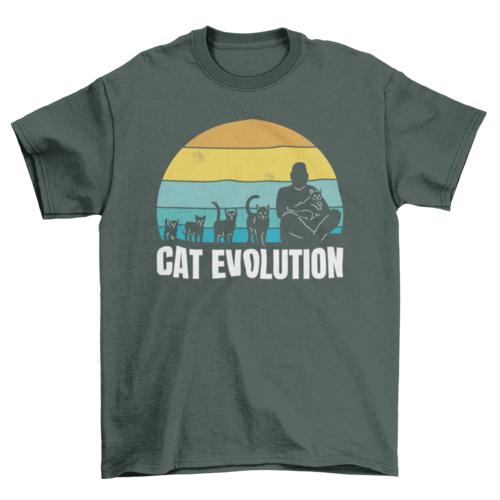 Cat evolution to human pet animal t-shirt