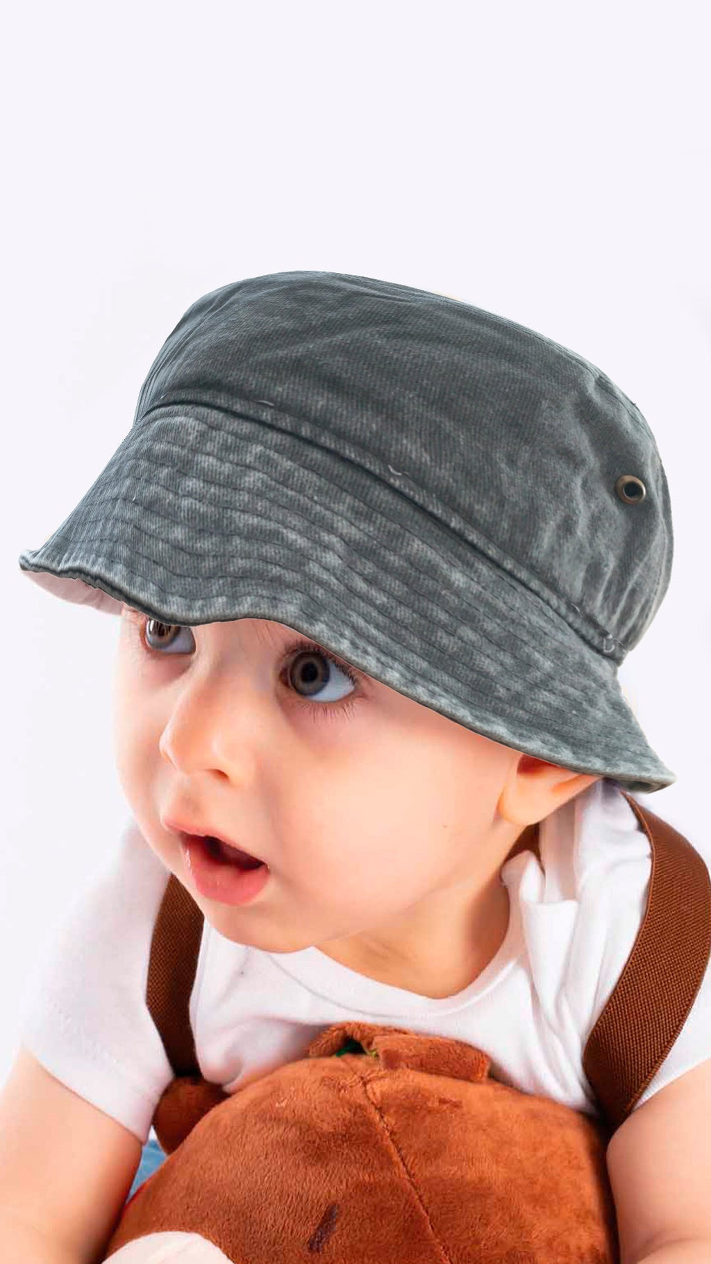 Bucket Hat for 4-8 Year Old Kids - Fedora Style Hat Faded Denim