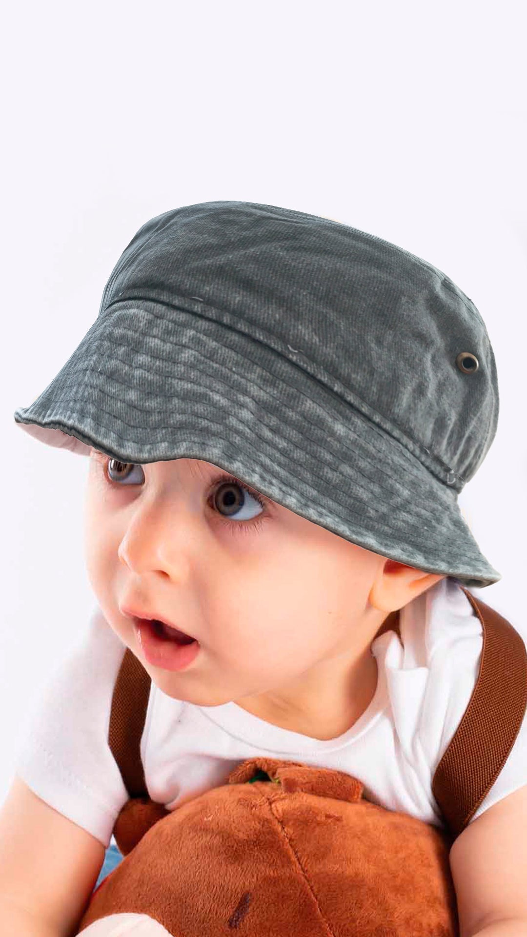 Bucket Hat for 4-8 Year Old Kids - Fedora Style Hat Faded Denim