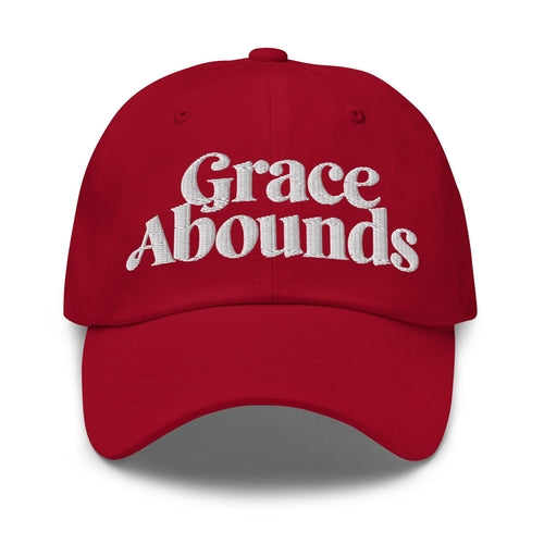 Embroidered Adjustable Baseball Cap - Grace Abounds - F/b