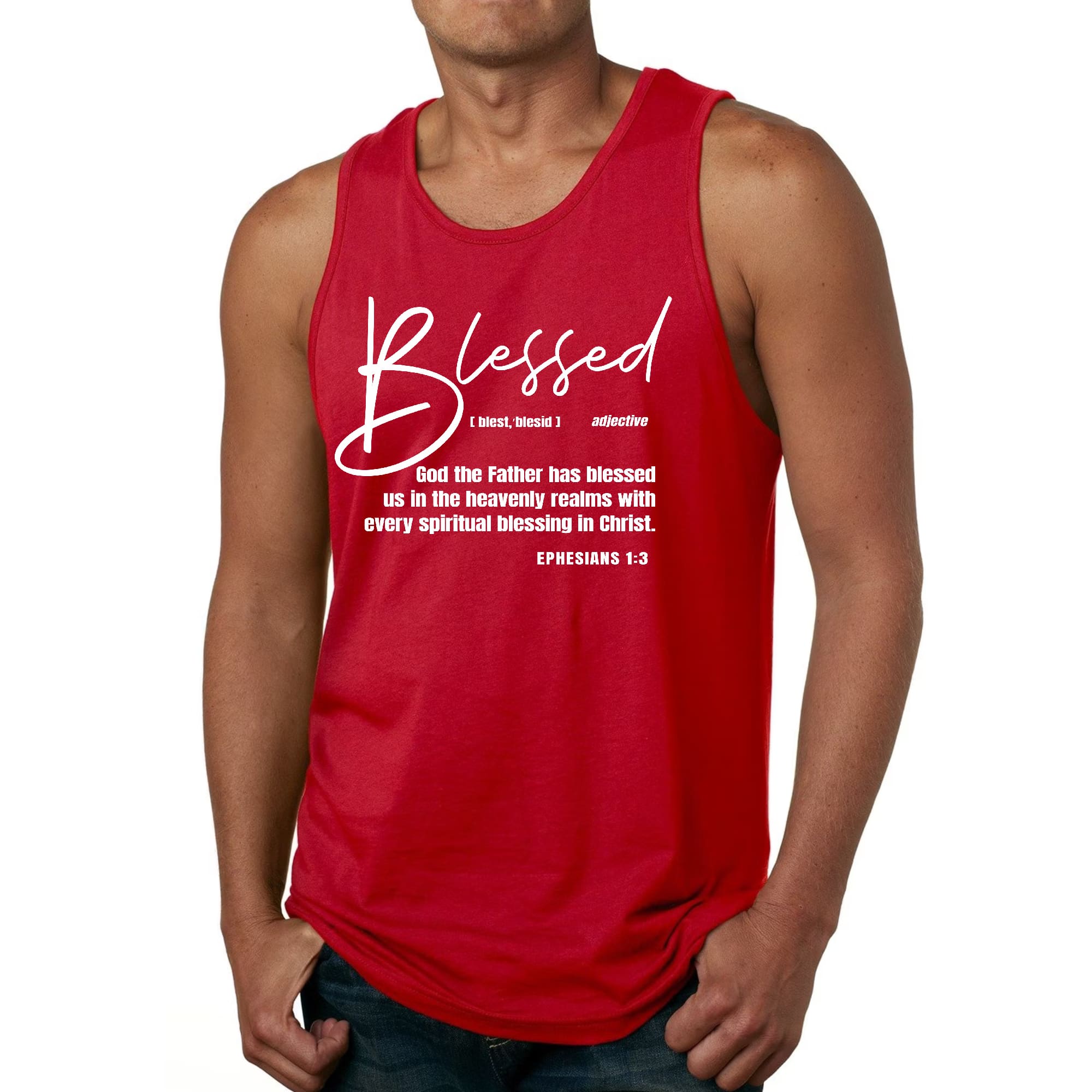 Mens Fitness Tank Top Graphic T-shirt Blessed in Christ