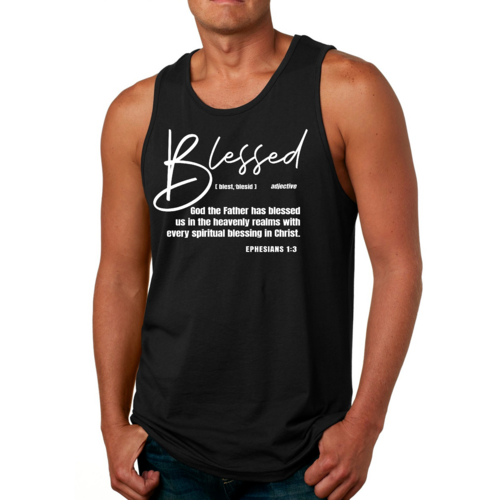 Mens Fitness Tank Top Graphic T-shirt Blessed in Christ