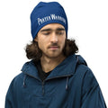 Beanie Hat - Blue Slouchy Beanie Prayer Warrior Print Men/women